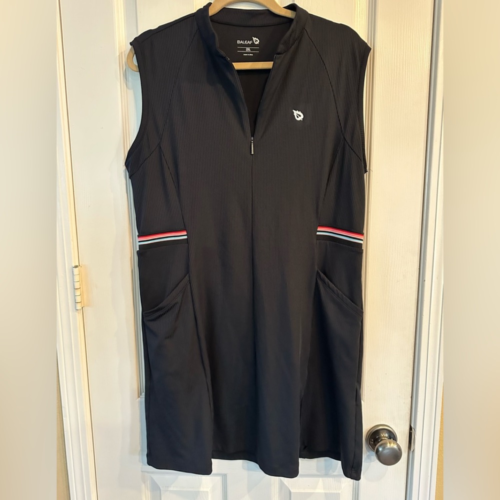 Black Womens Golf/Tennis/Pickleball dress with small cutout plus undershorts